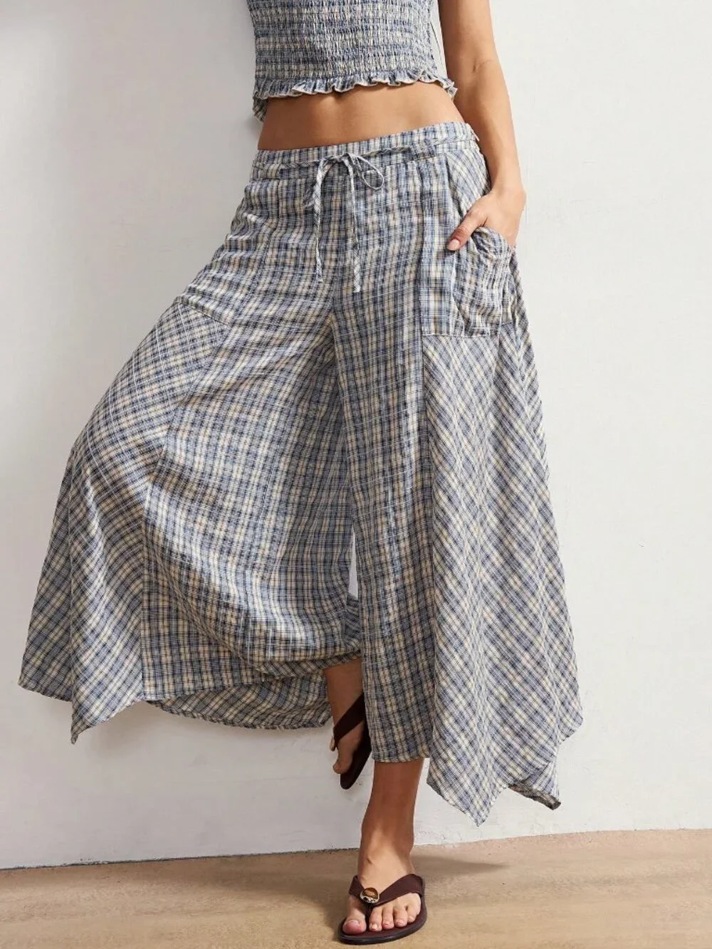 Casual Women's Boho Plaid Long Pants